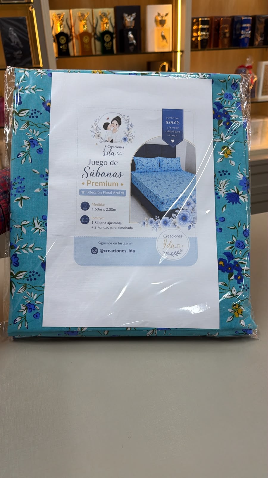 JUEGO DE SABANAS PREMIUM 1,60 X 2,00 AZUL FLORAL