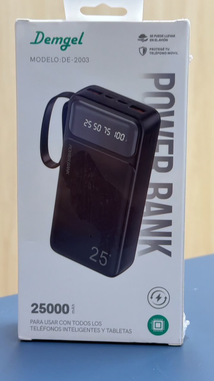 DEMGEL CARGADOR PORTATIL POWER BANK 25000 MODELO DE-2003