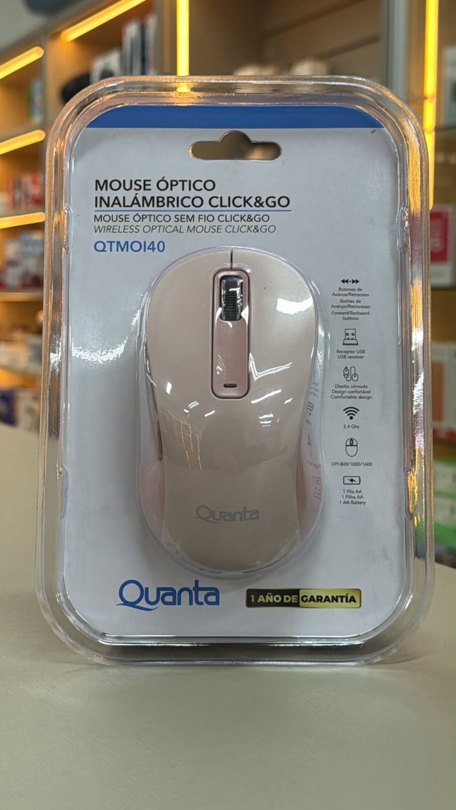 MOUSE INALAMBRICO QUANTA QTMOI40 ROSADO