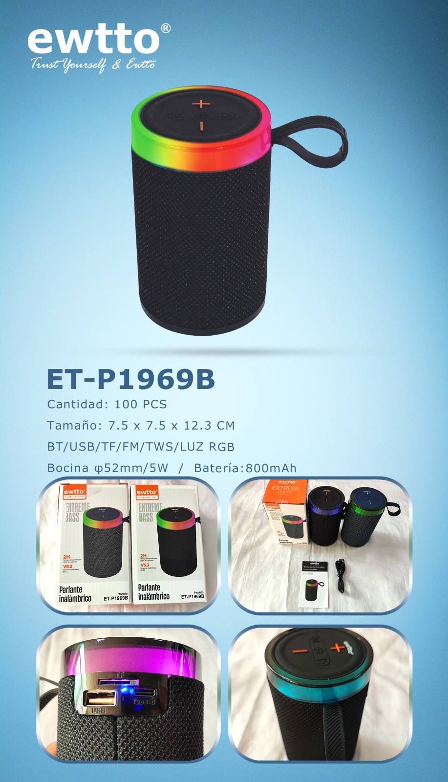 EWTTO PARLANTE INALAMBRICO ET-P1969B
