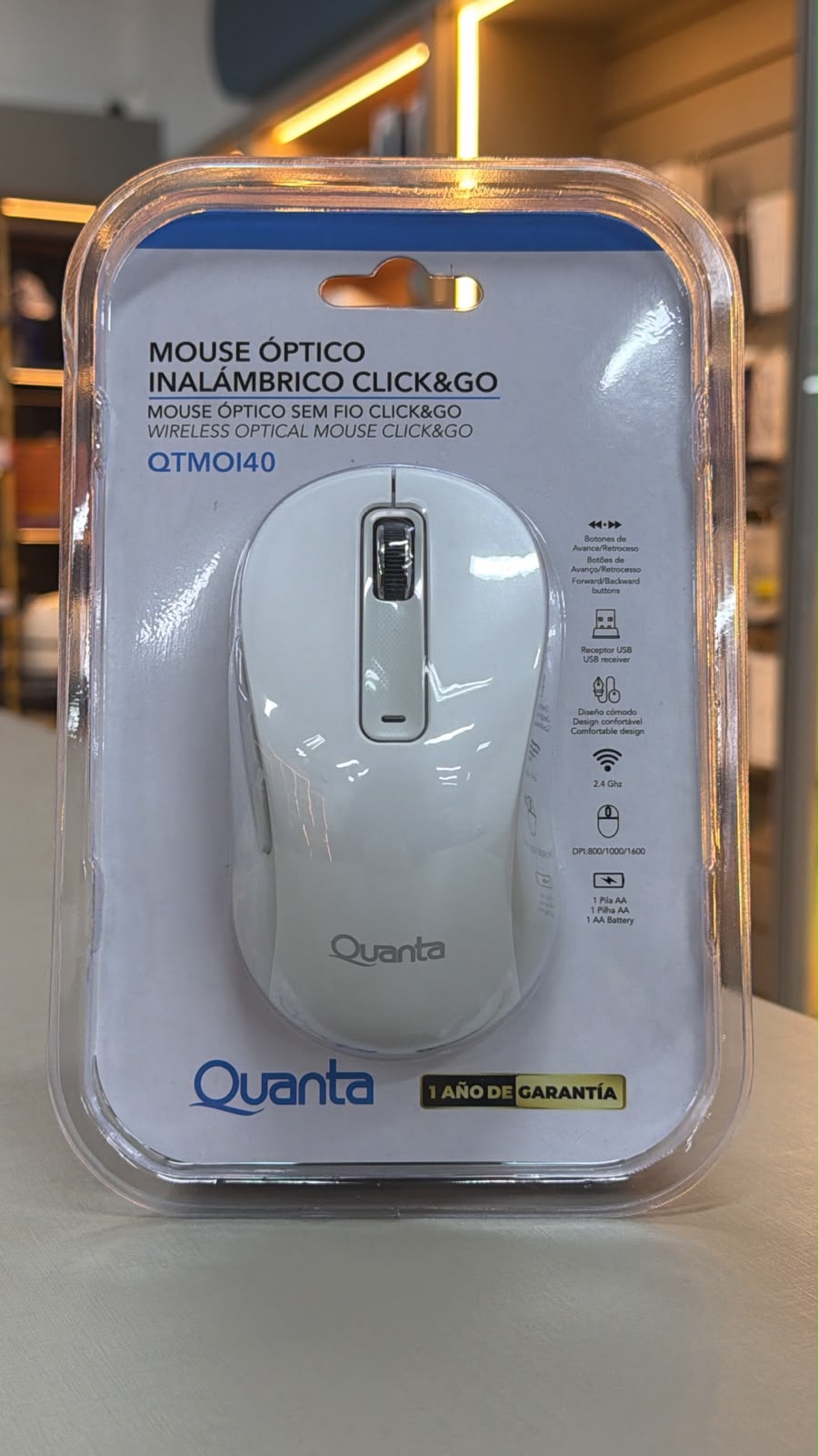 MOUSE INALÁMBRICO QUANTA QTMOI40 GO BLANCO