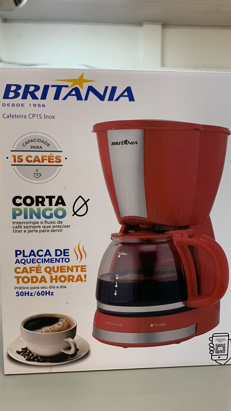 CAFETERA BRITANIA CP15 INOX - ROJO 220V 50/60HZ